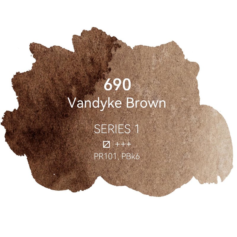 PHOENIX Professional Watercolor Paint - Single Watercolor Half Pan - Vandyke Brown 690 - Image 2